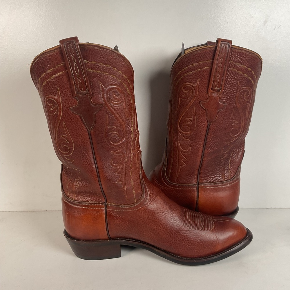 Lucchese Classics Handmade Cowboy Boots 12 EE Brown Bison Hide - Picture 10 of 16
